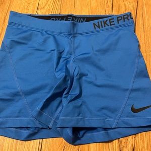 Blue Nike pro spandex shorts